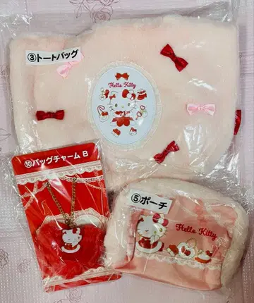 산리오 당첨 복권 헬로키티 토트백 파우치 참 3종 세트