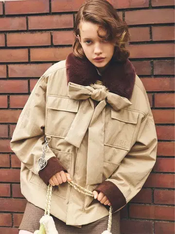 패딩 보타이 워크 블루종 furfur