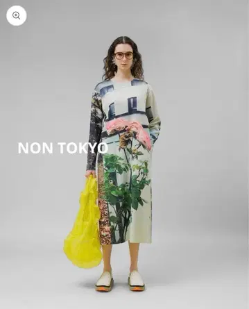 [ 새상품/미사용 ] NON TOKYO/논토쿄/프린트 리브 긴팔 원피스