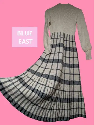 익명 시착 겨울 코디 체크 자카드 여성용 롱 긴팔 니트 원피스 신축성