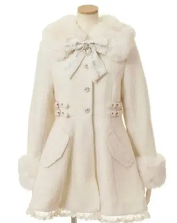 LIZLISA 비쥬 리본 미니 A라인 코트 화이트