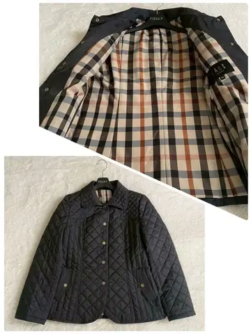 미사용품급 닥스 퀼팅 자켓 안감 하우스 체크 블랙