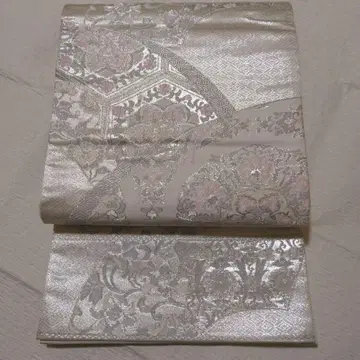 실버 꽃무늬 앤티크 후쿠로 오비 육통 오비