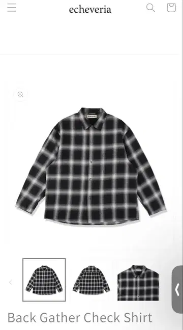 echeveria 백 개더 체크 셔츠 에케베리아