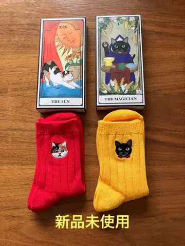 [ 미사용 새상품 ] MR&MRS CHIEF 고양이 자수 삭스 2족 세트