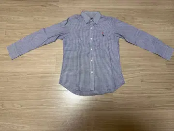 [새상품급] 긴팔 셔츠 깅엄 체크 패턴 파랑과 화이트