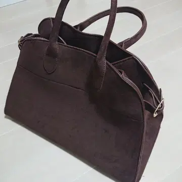 브라운 인조 가죽 스웨이드풍 토트백