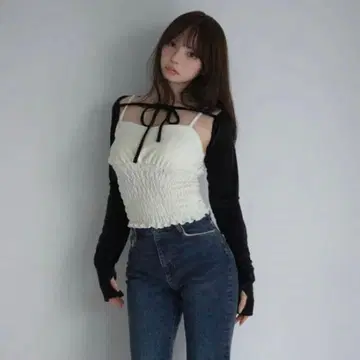 andmary Mei shirring tops black 정품