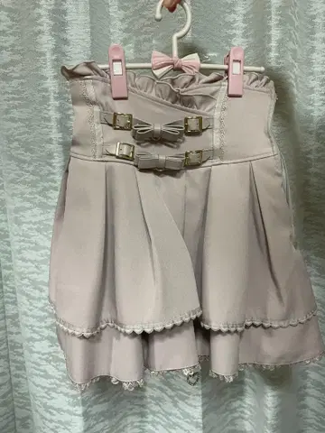 리즈리사 LIZLISA 2단 리본 벨트 치마바지