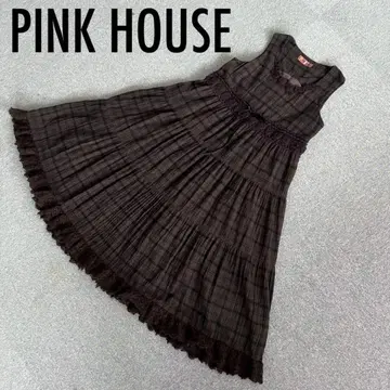 [ 새상품 ] 핑크하우스 체크 무늬 티어드 롱 원피스