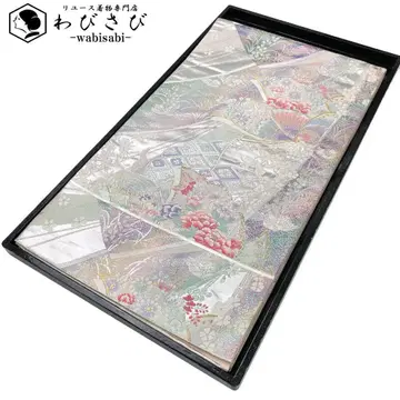 후쿠로 오비 럭셔리한 나비와 꽃 무늬 하나비시 라메 후리소데 O-5616