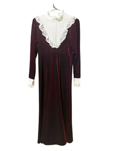 Fickle Bebe 레이스 벨로아 원피스 와인