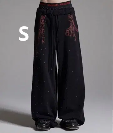 GRANCY 큐빅 레이어드 스웨트 팬츠 S 사이즈 블랙