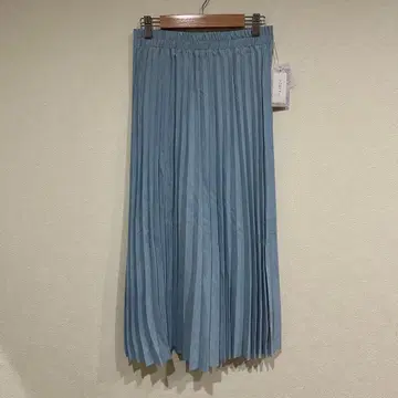 PORTE 새틴 플리츠 스커트 블루 플리츠 스커트
