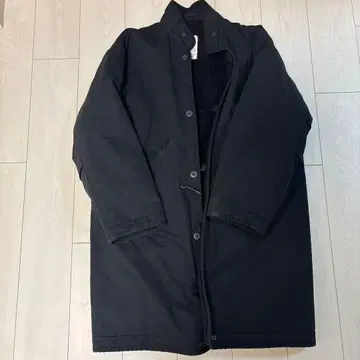 블랙 롱 코트 플리스 라이닝