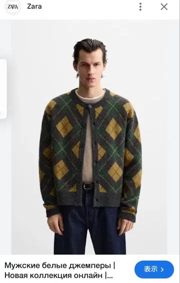 zara 텍스처 아가일 가디건