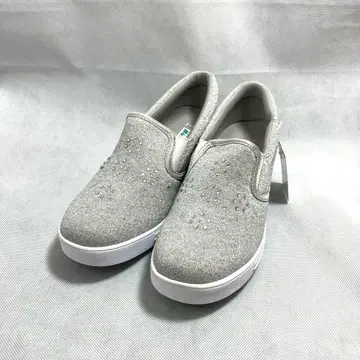 그레이 라메 원단 큐빅 슬립온 스니커즈
