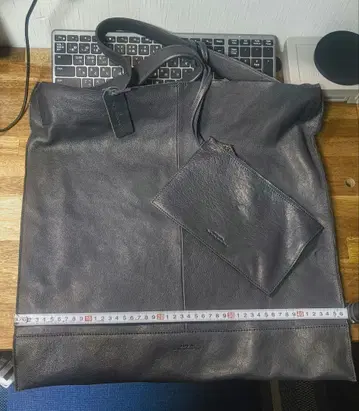 다크 블루 가죽 토트백