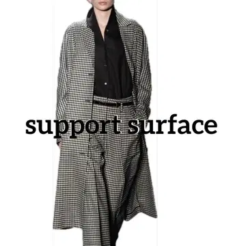 서포트 서피스 롱 코트 깅엄 체크