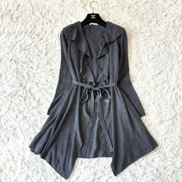 슈퍼 뷰티 프릴 롱 가디건 그레이 42