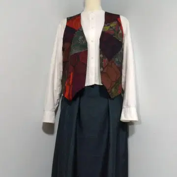 11월의 5 기모노 리메이크 패치워크 리버서블 베스트와 롱 스커트