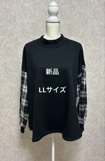 긴팔 풀오버 블랙과 체크 무늬