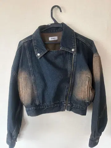 EVRIS 그라데이션 데님 숏 라이더스 인디고 데님 자켓