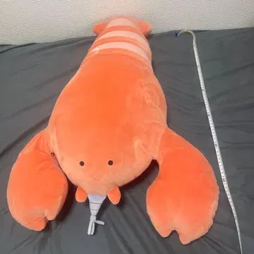 오렌지 컬러 새우 모양 봉제 인형 약 70cm