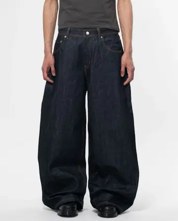 와이드 레그 스트레이트 데님 다크 데님