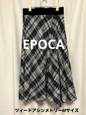 [ EPOCA ] 트위드 체크 무늬 비대칭 플레어 스커트 38 ( M )