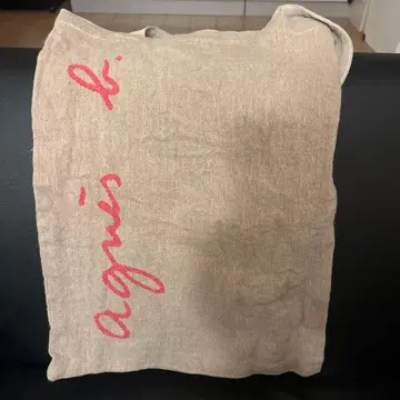 Agnes b 베이지 로고 토트백