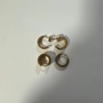 금 도금 후프 귀걸이 스톤 포함 약 1.5cm