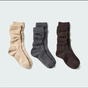 유니클로 루즈삭스 3족 세트 브라운 베이지 그레이