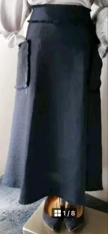 프린지 장식 포켓 미라오웬 사다리꼴 스커트