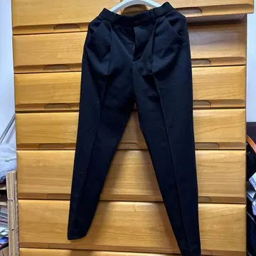 블랙 테이퍼드 팬츠 허리밴딩 택 포함 새상품