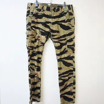 타이거 스트라이프 카모 패턴 카고 팬츠 군용