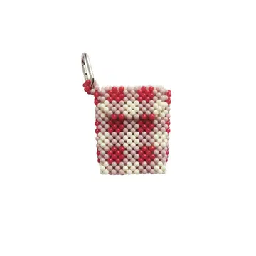 비즈 파우치 깅엄 체크 레드 #075