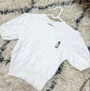 LILLY BROWN 케이블 니트 반팔 스웨터 화이트
