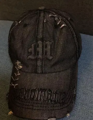 다크 그레이 데님 데미지 가공 데님 캡 사이즈 조절 가능