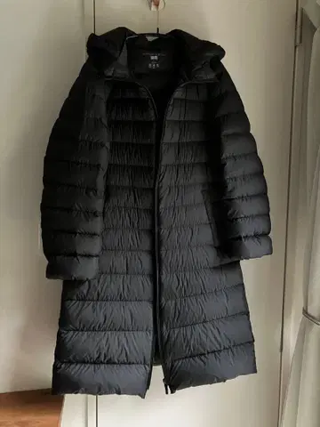 [ 새상품급 ] 울트라 라이트 다운 롱 코트 후드 데드스탁 블랙 S