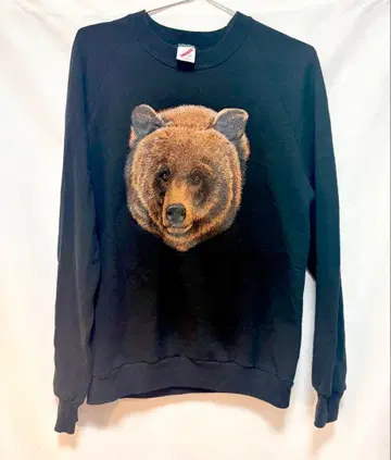 JERZEES 곰 얼굴 프린트 맨투맨 L