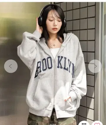 WEGO 그래픽 BIGZIP 후드티