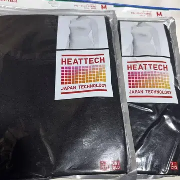 [ 새상품 ] 유니클로 히트텍 크루넥T 긴팔 블랙 M 2장 세트