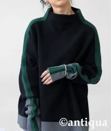 안티카 니트 스웨터 더블 자카드 배색 니트 여성용