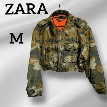 고품질 ZARA 자라 카모 패턴 크롭 다운 자켓 [ M ] 숏 기장