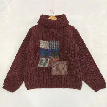 90S 아일랜드 제조 Heritage 하이넥 굵게 짠 니트 스웨터