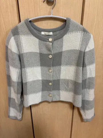 프로포션 바디 드레싱 그레이 체크 무늬 가디건