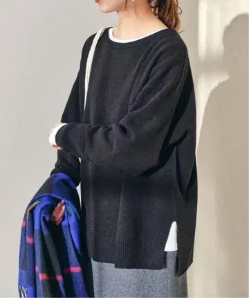 Spick & Span 울 캐시미어 루즈 풀오버 블랙