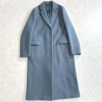 새상품급 이레브 울 롱 체스터 코트 터콰이즈 블루 sx2