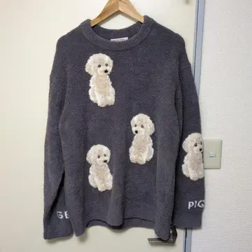 토이 푸들 패턴 자카드 풀오버 젤라또피케 그레이